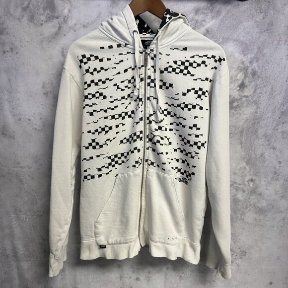 Vans Skate Hoodie Sweatshirt Mens Medium White Full Zip Streetwear Graphic Print - Picture 1 of 16